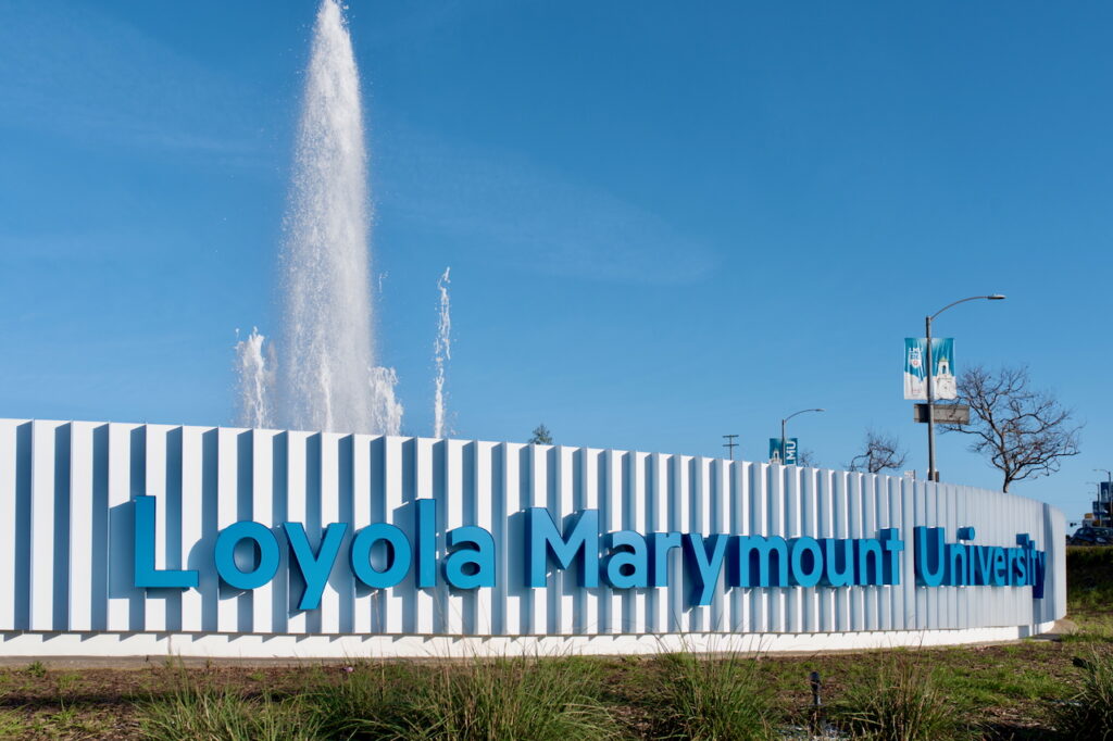 New South LMU Drive Entrance: Has the geyser(!) ever looked better? Check it out at night!