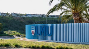 North LMU Drive Entrance: what a difference a few CA palms make