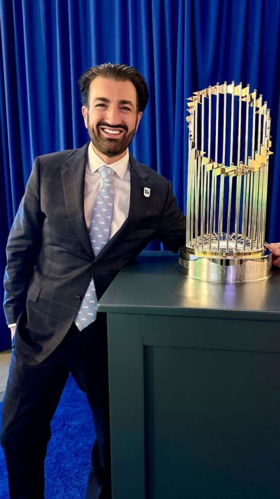 2026 LA Chamber Inaugural Cameo: 2025 LA Dodgers Championship Trophy Posing with COO Kiralla