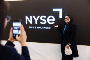 Student taking photo at NYSE
