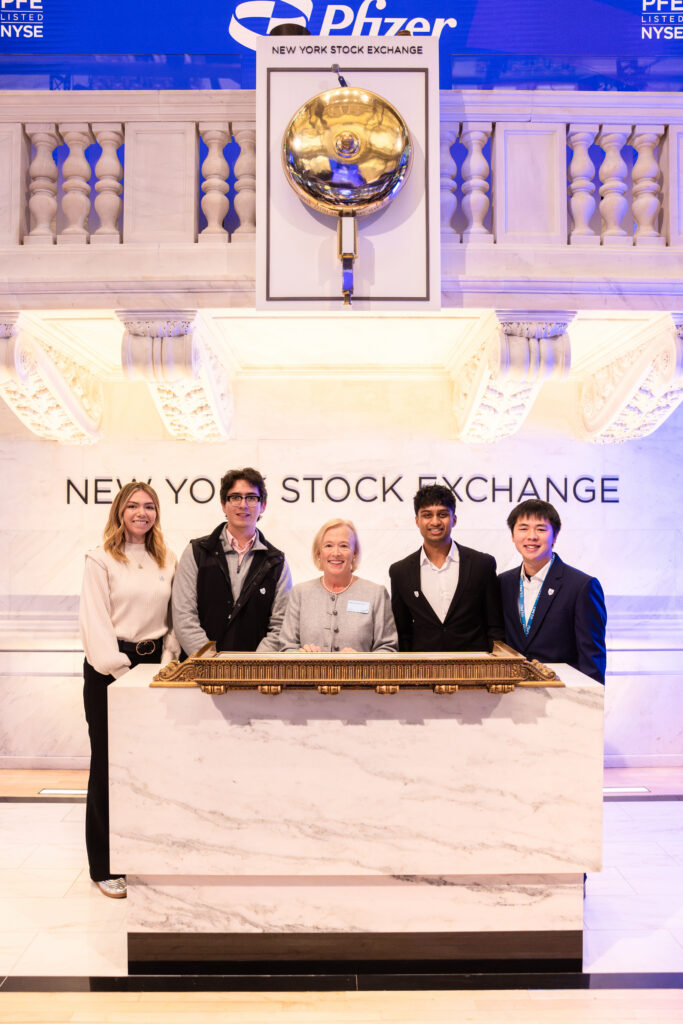 Vice Provost Maureen Weatherall and LMU Students on NYSE Floor