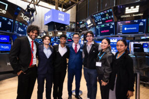 President Poon and Students on the Trading Floor, NYSE