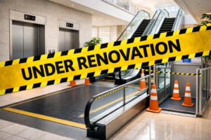 AI-generated image of elevators/escalators under renovation
