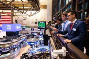 President Poon above the trading floor of the NYSE