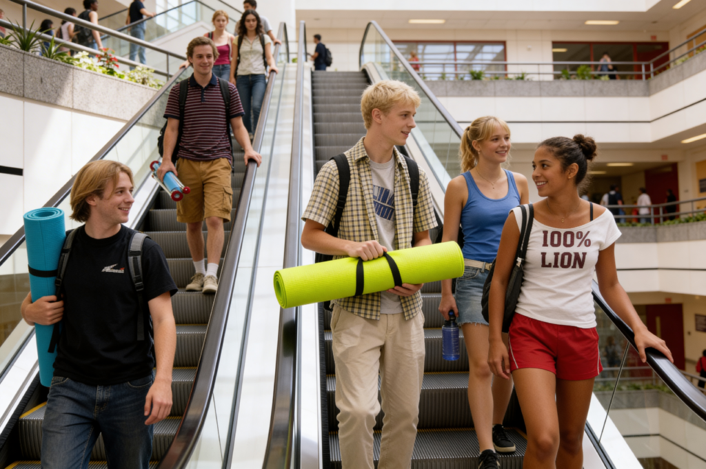 Students on Escalators