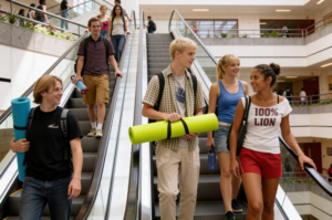 Students on Escalators
