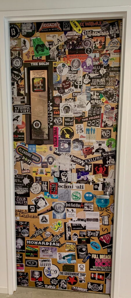 I had a door near my office in University Hall wrapped with a replica of the DJ Booth Door in KXLU—reminds me of where creativity lives.