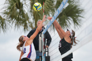 GULF SHORES, ALABAMA - MAY 1: during the National Collegiate Women's Beach Volleyball Championship held on May 1, 2026 in Gulf Shores, Alabama. (Photo by C. Morgan Engel/NCAA Photos via Getty Images)