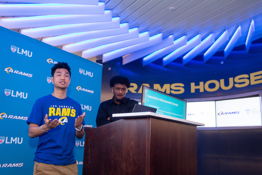 Students learning from the Rams