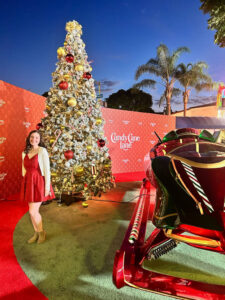Film and Television Production major Audrey Wood at Professor Kelly Younger’s “Candy Cane Lane” Premiere